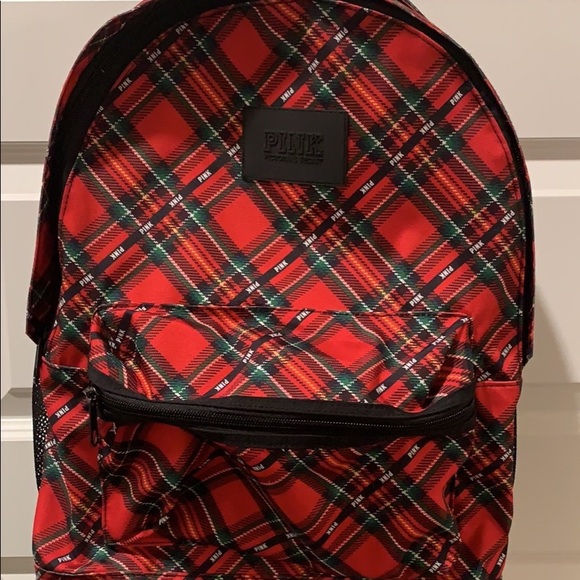 Victoria Secret Red Plaid Backpack 